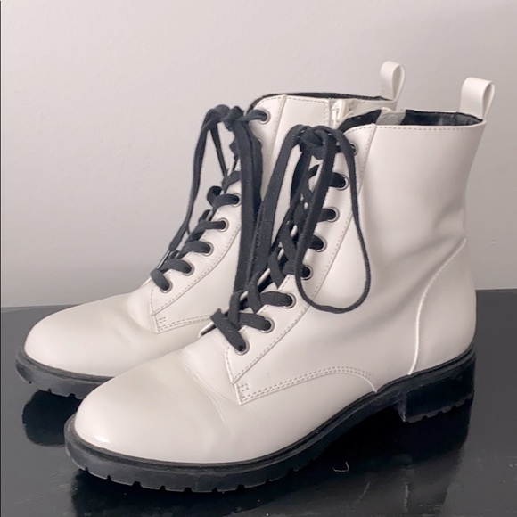 steve madden white combat boots